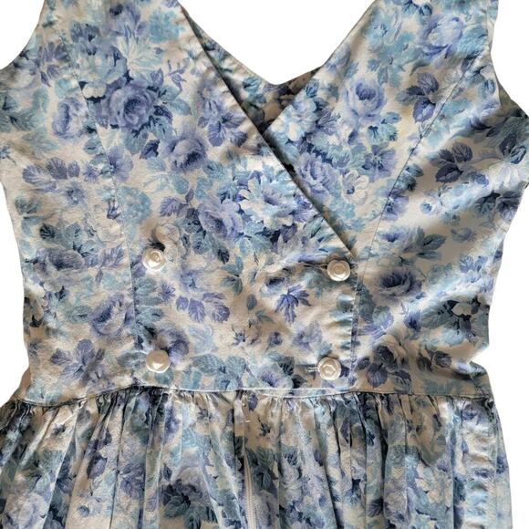 Vintage Floral Lace V Back Tank Darted Traditional Dress Made In USA 100% Cotton - Picture 4 of 11